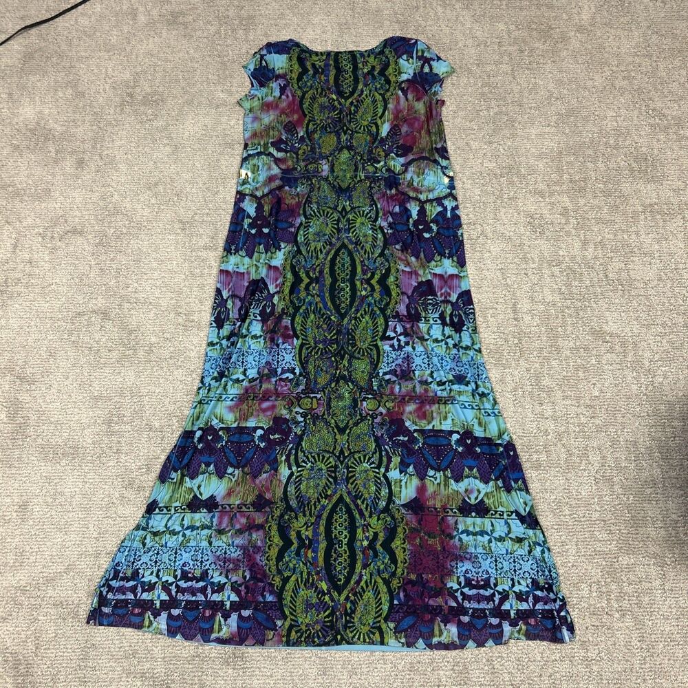 The Pyramid Collection Maxi Dress Womens XL Blue Purple Stretch Long USA Y2K - Picture 7 of 7